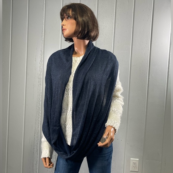 *APT.9 Women's Dark Blue Sparkly Cowl Infinity Scarf - Picture 4 of 8
